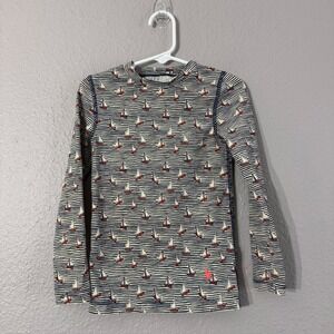 Crewcuts Boy's Size 4-5 Blue Sailboat Striped UPF 50+ Rash Guard